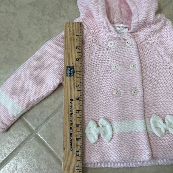 Rock A Bye Baby Cardigan Sweater jacket Size 6-12 Months Pink w bows - Picture 5 of 10